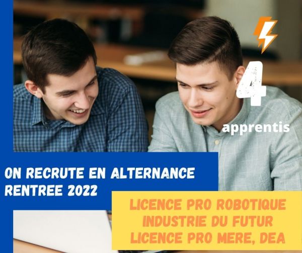 RECRUTE ALTERNANTS RENTREE 2022 : Licence PRO